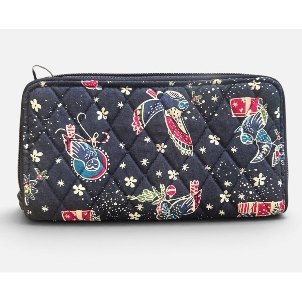 Vera Bradley NWT RFID Georgia Zip Around Wallet Holiday Owls(MSRP $48)8 x 4.5 in